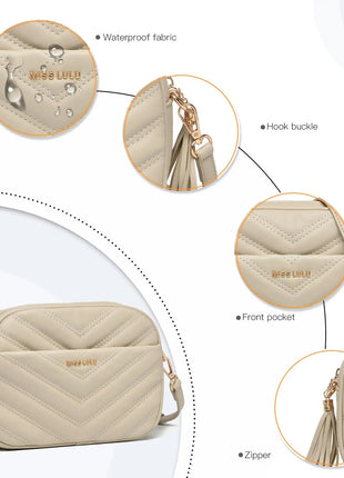Miss Lulu WOMEN'S shoulder bag Tassel Small Crossbody Bag Elegant Golden Hardware handbag For WOMEN'S PlatiNum