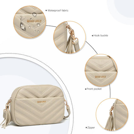 Miss Lulu WOMEN'S shoulder bag Tassel Small Crossbody Bag Elegant Golden Hardware handbag For WOMEN'S PlatiNum
