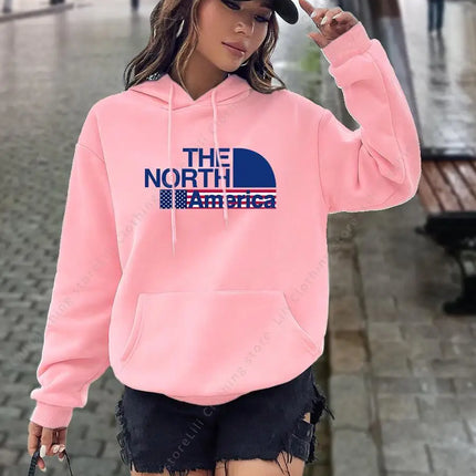 North America letter Print Hoodies Women tops Sweatshirt Aesthetic Hooded Shirt pink designer Luxury clothing Woman y2k clothes