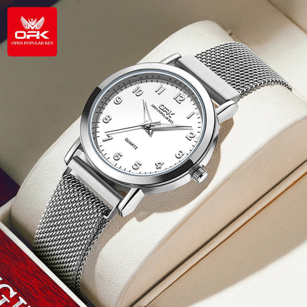 OPK 8115 Orologio da donna Orologio da polso al quarzo originale alla moda semplice Cinturino in maglia di acciaio inossidabile Orologio impermeabile per donna Reloj platinumshop