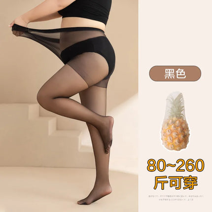 Plus Size Tights High Waist Anti-hook Tear-resistant Super Elastic Sheer Nylon Pantyhose Stocking large up to 110kg for Women