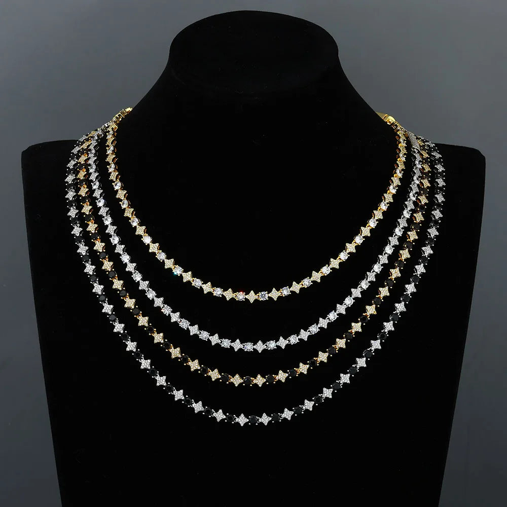 Nuovo design originale 6mm Sun Moon Star catena da tennis con montatura a punta ghiacciata gioielli da uomo regalo collana da tennis per feste