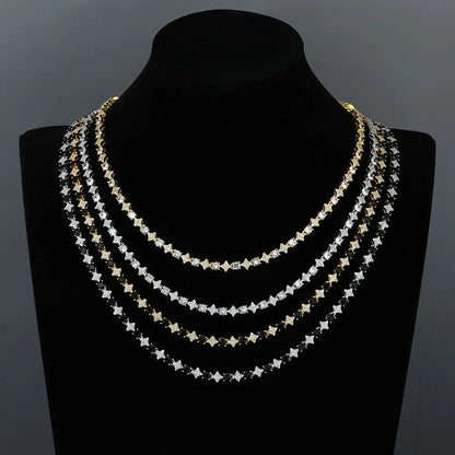 Nuovo design originale 6mm Sun Moon Star catena da tennis con montatura a punta ghiacciata gioielli da uomo regalo collana da tennis per feste