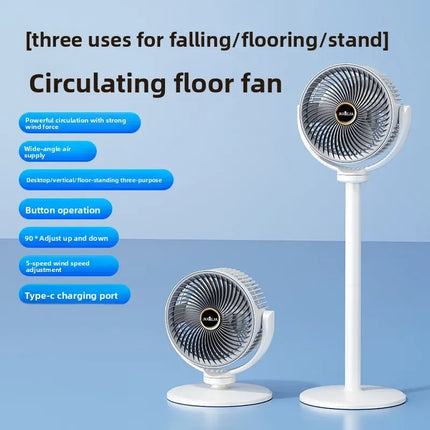 Ventilatore da scrivania verticale 3 in 1, ventilatore silenzioso a 5 velocità per la circolazione dell'aria in tutta la stanza, vento forte e bassa rumorosità, ideale per la casa, il letto