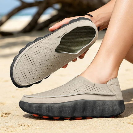 Mocassini da Uomo per Camminata all'Aperto, Scarpe Casual alla Moda, Scarpe da Passeggio in Pelle Morbida, Calzature Traspiranti per Guida, Mocassini Morbidi