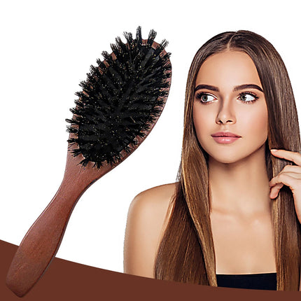 Natural Boar Bristle Brush Comb Anti-Static Oval Hairdressing Hair Styly Comb Wood Woman Hairbrush 2027