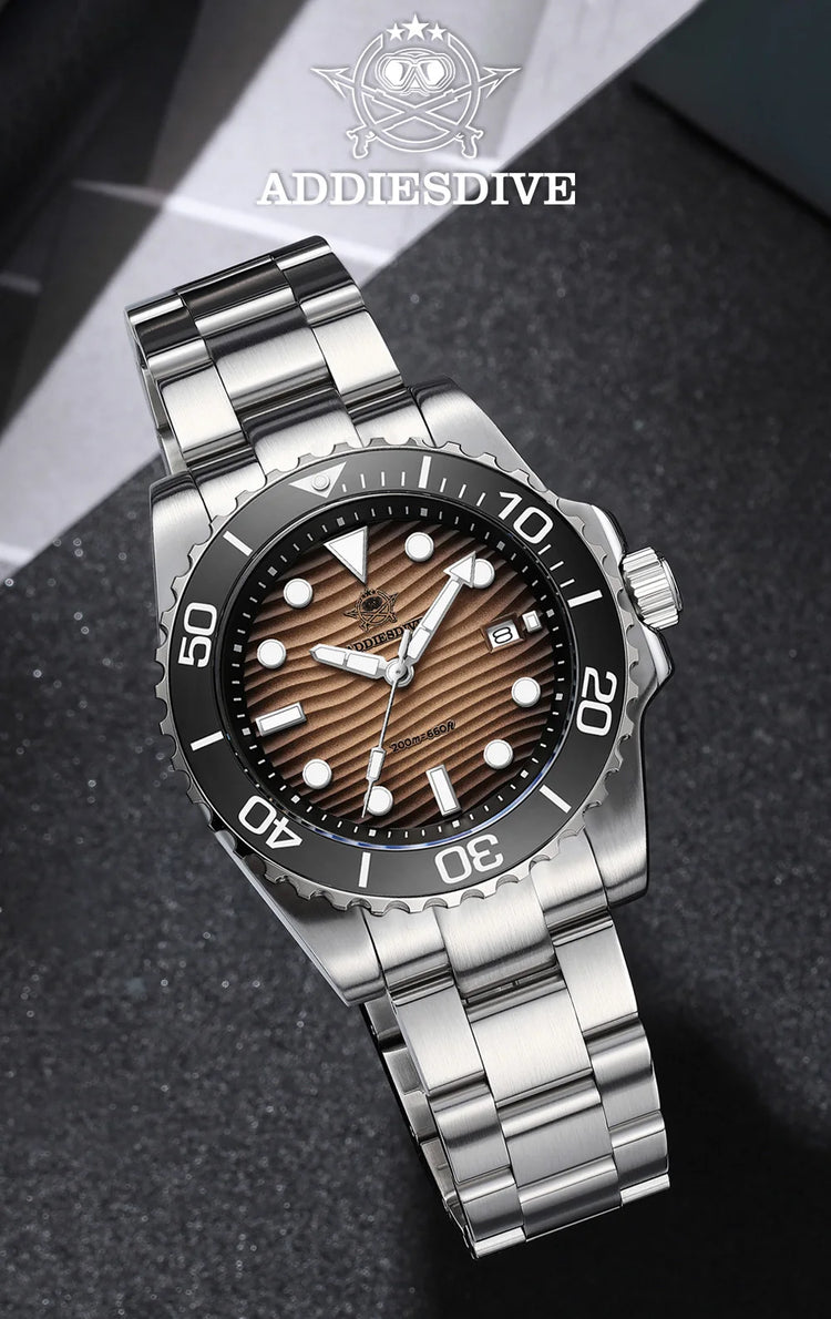 ADDIESDIVE New Watch 41mm Stainless Steel Diving Watches BWG9 Super Luminous 200m Waterproof Classic Quartz Wristwatch For Men