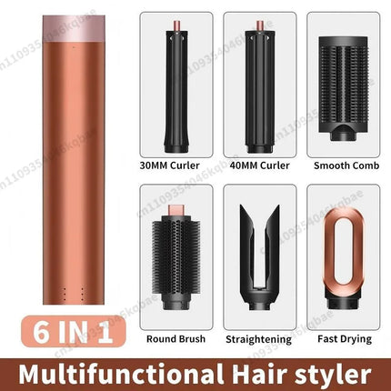 6 IN 1  Air Multil Hair Styler & Hair Dryer Brush With Auto-Wrap Curlers Fast Drying Frizz-Free Volume Hair Styler Set Gift