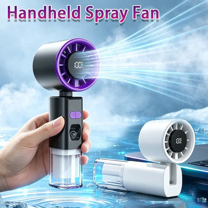 Ventilatore Portatile a Spruzzo con Vento Forte e Nebulizzatore d'Acqua, Ventilatore Portatile Silenzioso con Nebulizzazione, Ventilatore Pieghevole Ricaricabile USB di Piccole Dimensioni