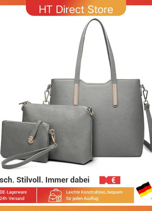 Miss Lulu WOMEN'S Shoulder bag Set 3 Piece Large Handle bag Carry bag Tote Bag Women handbag Comfortable PlatiNum