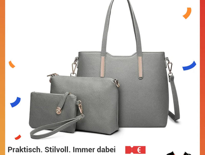 Miss Lulu WOMEN'S Shoulder bag Set 3 Piece Large Handle bag Carry bag Tote Bag Women handbag Comfortable PlatiNum