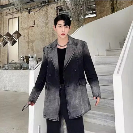 Mens Vintage Loose Fit Hip Hop Denim Jacket Straight Jeans Two Piece Set Spring Autumn Casual High Street Designer Mens Sets PlatiNum