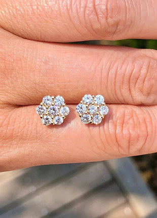Moissanite Stud Earrings for Women Luxury Women Full Moissanite Stud Earrings Flower D Color Women's Moissanite Set Jewerly PlatiNum