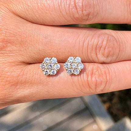 Moissanite Stud Earrings for Women Luxury Women Full Moissanite Stud Earrings Flower D Color Women's Moissanite Set Jewerly PlatiNum