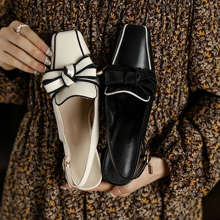 【JOCHEBED HU】2026 New Summer Retro Women's High Heels Thick Heel Square Toe Back Empty Shoes Trend 33-46