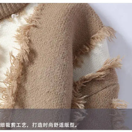 Ripped Sweater Men's Loose Crew Neck Knit Bottom Shirt Handsome Autumn Clothes on The Fashion  Sweater Pullover Sweater