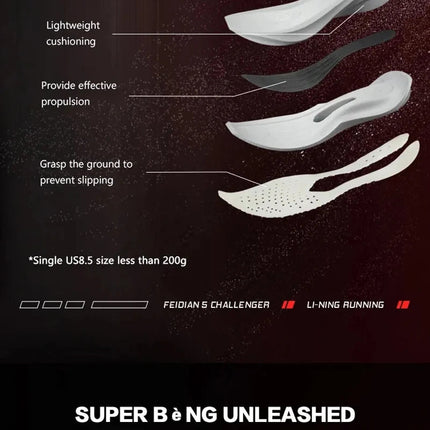 Li-Ning Women's FEIDIAN 5 CHALLENGER Racing Running Shoes CARBON-FIBER PLATE BOOM Cushion Sport Shoes Breathable Sneaker ARMV002 PlatiNum