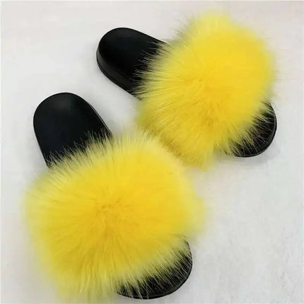 Fluffy Slippers for Women Soft Faux Fur Women's Summer Slippers Stylish Open Toe Sandals Comfy Fuzzy Indoor Outdoor Beach Shoes