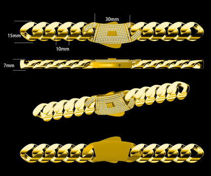 2025 Collana cubana Hip Hop dei nuovi uomini Bracciale Miami Primavera Zircone Fibbia Ottone Retro 14K Catena spessa Nero Logo personalizzato