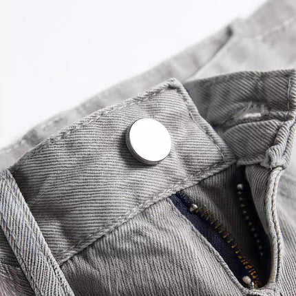 Jeans Boys Straight Ripped Children Washed Distressed Pockets Stretch Casual Denim Trousers Big Kids Streetwear 2025 Hole Pants PlatiNum