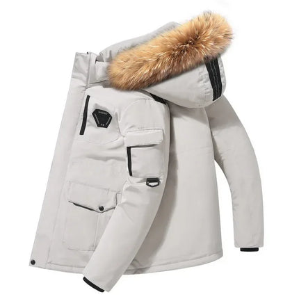 Men Hooded Fur Collar Down Coats Puffer Jackets Winter Casual Duck Down Coats Quality Male Outdoor Windproof Winter Warm Parkas
