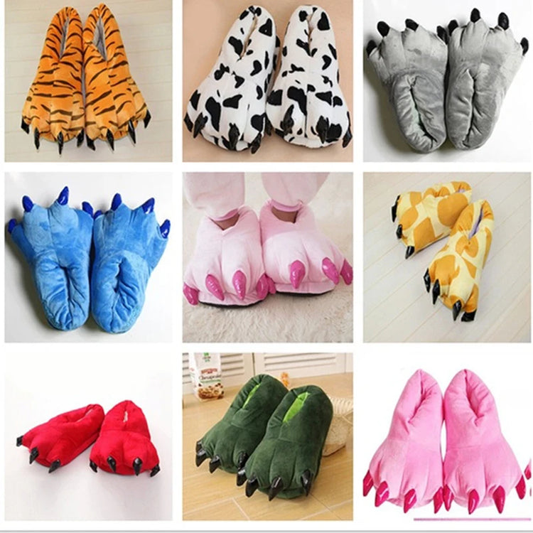 1 paio di graziose pantofole in peluche a forma di artiglio di dinosauro, calde e morbide, per inter