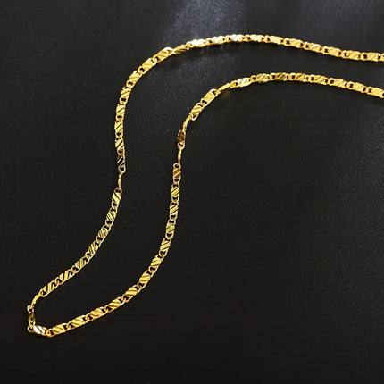 Fashion 18k Gold Necklace 2MM 16/18/20/22/24/26/28/30 Inch Side Chain Necklace For Women Men Jewelry 925 Silver Necklace PlatiNum
