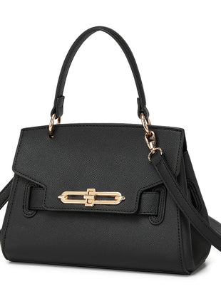 Miss Lulu WOMEN'S PU leather handbag elegant shoulder bag with anti-theft & detachable handles small PlatiNum