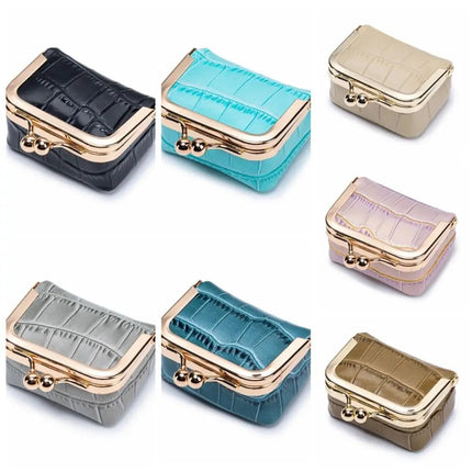 Crocodile Patterned Kiss Lock Coin Purse Square Genuine Leather Leather Jewelry Bag Mini Multifunctional Small Item Bag Storage PlatiNum