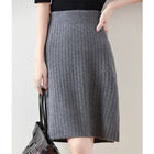 Autumn Winter Women Wool Skirt Elastic Waist Mini Slim Fit Cashmere Skirts 100% Merino Wool Knitted Office Lady Above Knee Dress PlatiNum