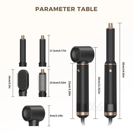 Multi-Functional 5-in-1 Hair Dryer Styler Hot Air Brush Detachable Round Paddle Comb Straighten And Curl Hair Home Styling Tool