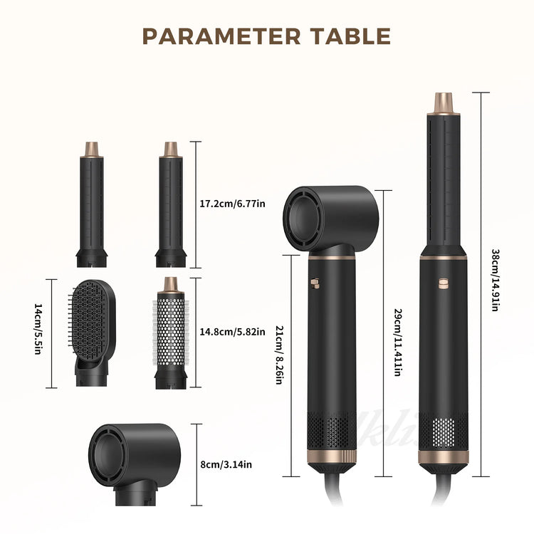 Multi-Functional 5-in-1 Hair Dryer Styler Hot Air Brush Detachable Round Paddle Comb Straighten And Curl Hair Home Styling Tool