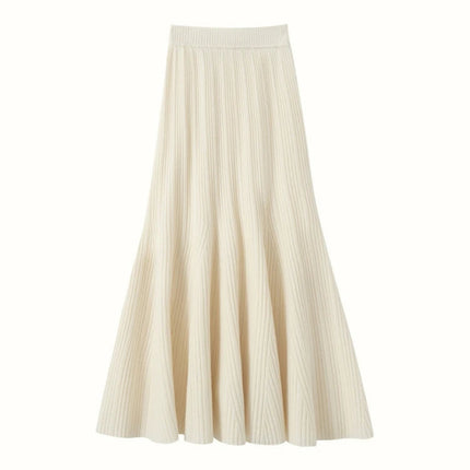 Woman's 100% Cashmere Knittwear Skirt Autumn Winter Elegant Mermaid Mid-calf High Waisted Slim Office Lady Dress Light Luxury PlatiNum