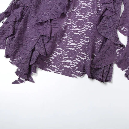 Nibber Nappe Gonne da donna Orlo irregolare Increspature multistrato Patchwork di pizzo Dolce tendenza estiva Pantaloni skinny versatili quotidiani