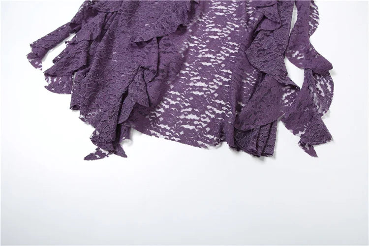 Nibber Nappe Gonne da donna Orlo irregolare Increspature multistrato Patchwork di pizzo Dolce tendenza estiva Pantaloni skinny versatili quotidiani