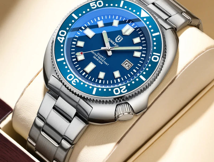 QINGXIYA Orologi al quarzo da uomo di lusso delle migliori marche Cinturino in acciaio inossidabile di alta qualità Orologio sportivo di moda con data luminosa impermeabile platinumshop