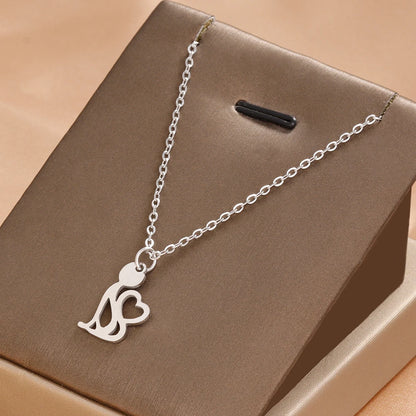 Collane in acciaio inossidabile Linea Cartoon Cat Pendenti Catena Girocollo Gioielli Collana di moda per gioielli da donna Regali per amici per feste