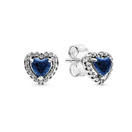 2025 Orecchini originali in pietra a forma di cuore bianco rosa, blu, rosso, verde, orecchino di perla con fiocco di neve, gioielli in argento s925 con fascino femminile platinumshop
