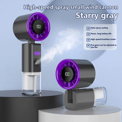 Ventilatore Portatile a Spruzzo con Vento Forte e Nebulizzatore d'Acqua, Ventilatore Portatile Silenzioso con Nebulizzazione, Ventilatore Pieghevole Ricaricabile USB di Piccole Dimensioni