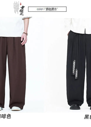 Pantaloni da uomo in stile giapponese con stampa Ukiyo-e, pantaloni comodi e alla moda, pantaloni larghi da uomo, pantaloni casual a gamba dritta da uomo