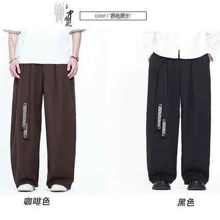 Pantaloni da uomo in stile giapponese con stampa Ukiyo-e, pantaloni comodi e alla moda, pantaloni larghi da uomo, pantaloni casual a gamba dritta da uomo