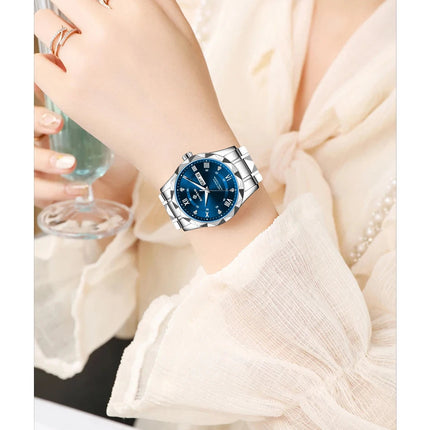 BANGWEI Orologio da donna Orologio di moda classico elegante di lussoBusiness Casual Data Orologi da donna al quarzo luminoso impermeabile in acciaio inossidabile platinumshop