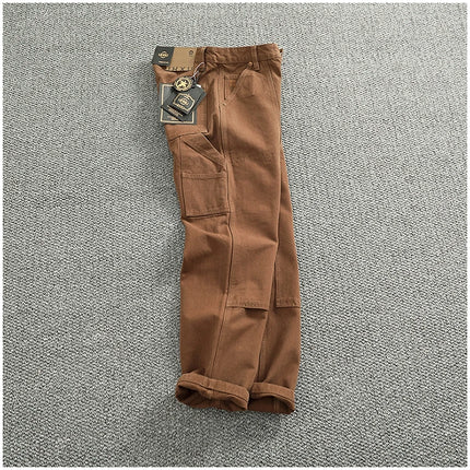 2025 Spring and Autumn New American Retro Heavyweight Patchwork Cargo Pants Men's Fashion Multi-pocket Casual Loose Trousers