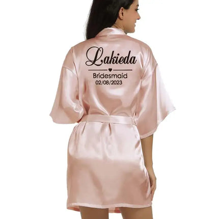 Logo personalizzato Data di matrimonio Nome Accappatoio Abito da sposa in seta sintetica Sposa Damigella d'onore Abiti da sposa Donna Bachelorette Preparewear platinumshop