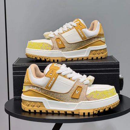 Autumn new trendy brand chubby shoes lace-up low-top casual thick-soled shoes