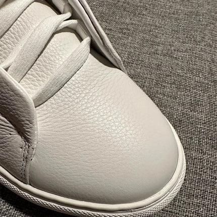 QHCCID Men's Versatile Cow Leather Casual Sneakers Comfortable Breathable White Soft Cowhide Trendy Footwear Women’s Shoes