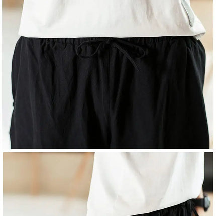 Pantaloni estivi da uomo in cotone, casual, stile hip hop, streetwear, harem, comodi, oversize, lunghezza a metà polpaccio, molto venduti.