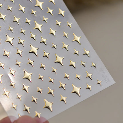 Punk Glitter Powder Blue Pink Star Charm Laser Silver Gold Starlight Rhinestones Moon DIY Nail Art Stickers Manicure Tool Decals