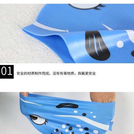 Cuffia da nuoto per bambini Cuffia da nuoto impermeabile per cartoni animati per ragazzi e ragazze Cuffia da nuoto universale in silicone morbido a forma di pesce