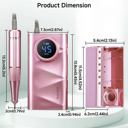 Rechargeable Nail Drill Machine, 45000RPM, 4500mAh Large‑Capacity Battery, Electric Nail File For Gel Nail Removal, Cuticle Removing, Callus Polishing, Manicure & Pedicure Tool For Beginners, Home & Salon Use